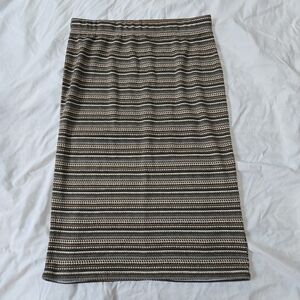 Bobeau Striped Midi Skirt in Brown and Cream
